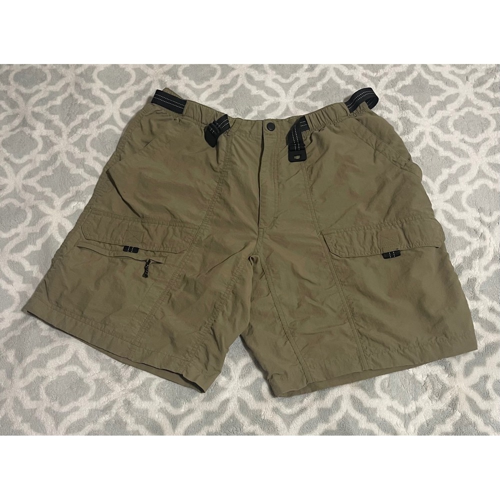 Hi-Tec Mens Nylon Cargo Shorts Khaki Tan Size 34 Hiking Outdoor Lightweight